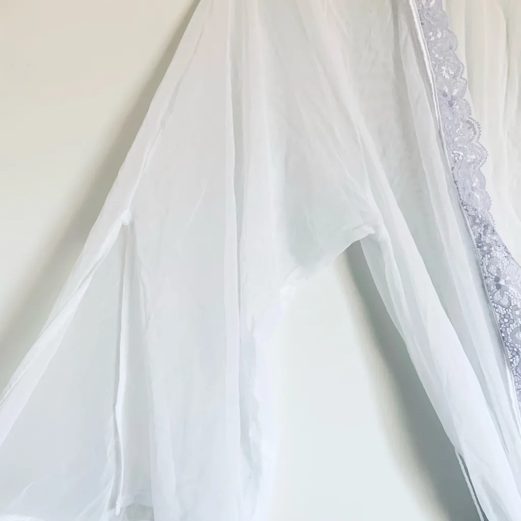 Lace Sheer Flutter Sleeve Robe Bridal White Lavender Romantic Wedding S/M NWT Purple Size undefined - Image 10