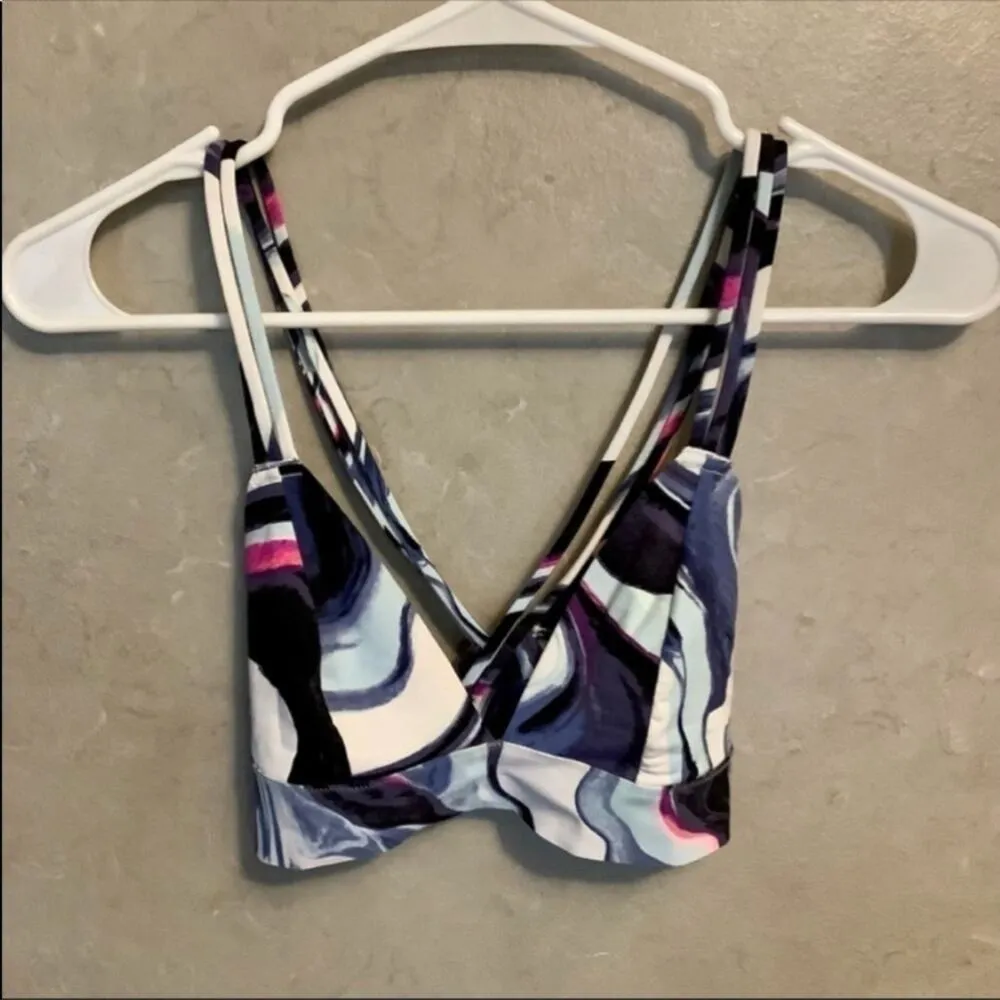 VS Victoria's Secret Pink Banded Strappy Bralette Size XS Marble Blue White - Image 13