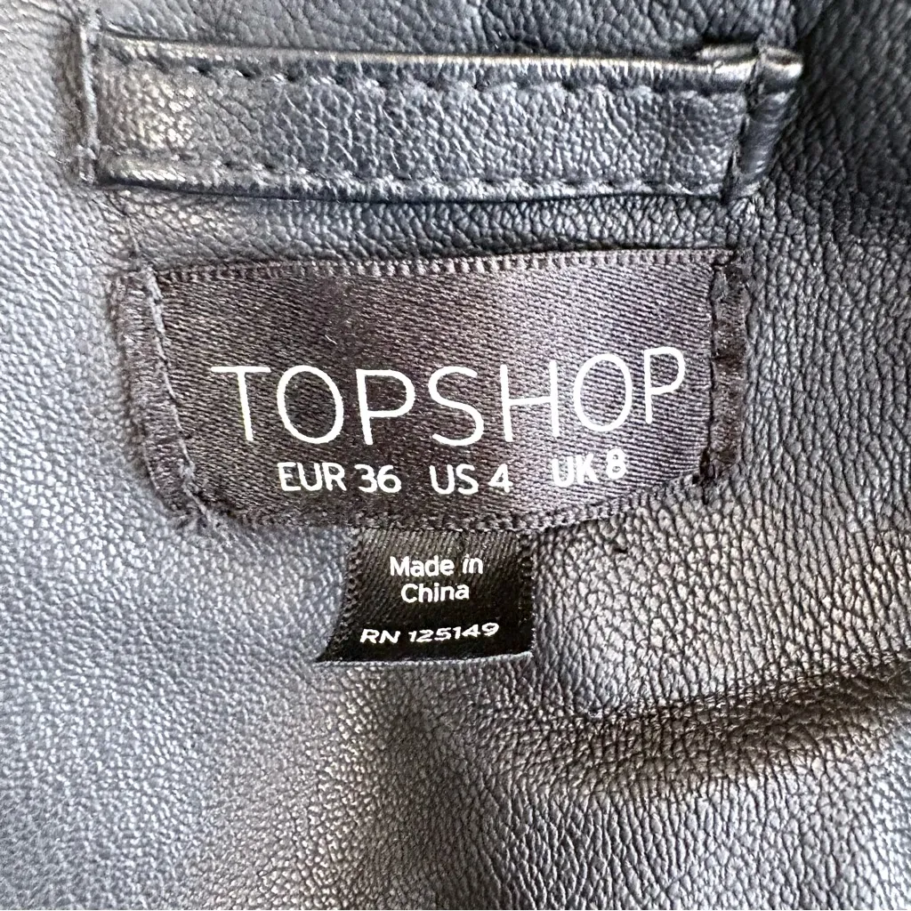 Topshop Nelly Vegan Leather Moto Biker Jacket in Black Size 4 - Image 10