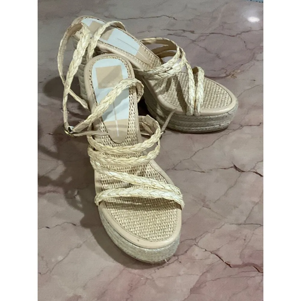 Dolce Vita Catina High Heels in Light Natural 8 with box Womens Platform Raffia Tan - Image 7