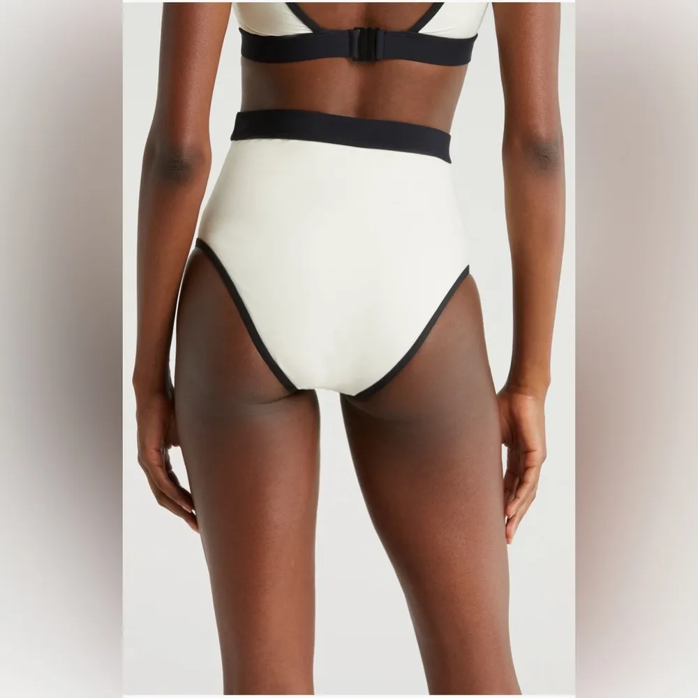 BONDI BORN Jayde High Waist Bikini Bottom, size Large, $165 Black - Image 2