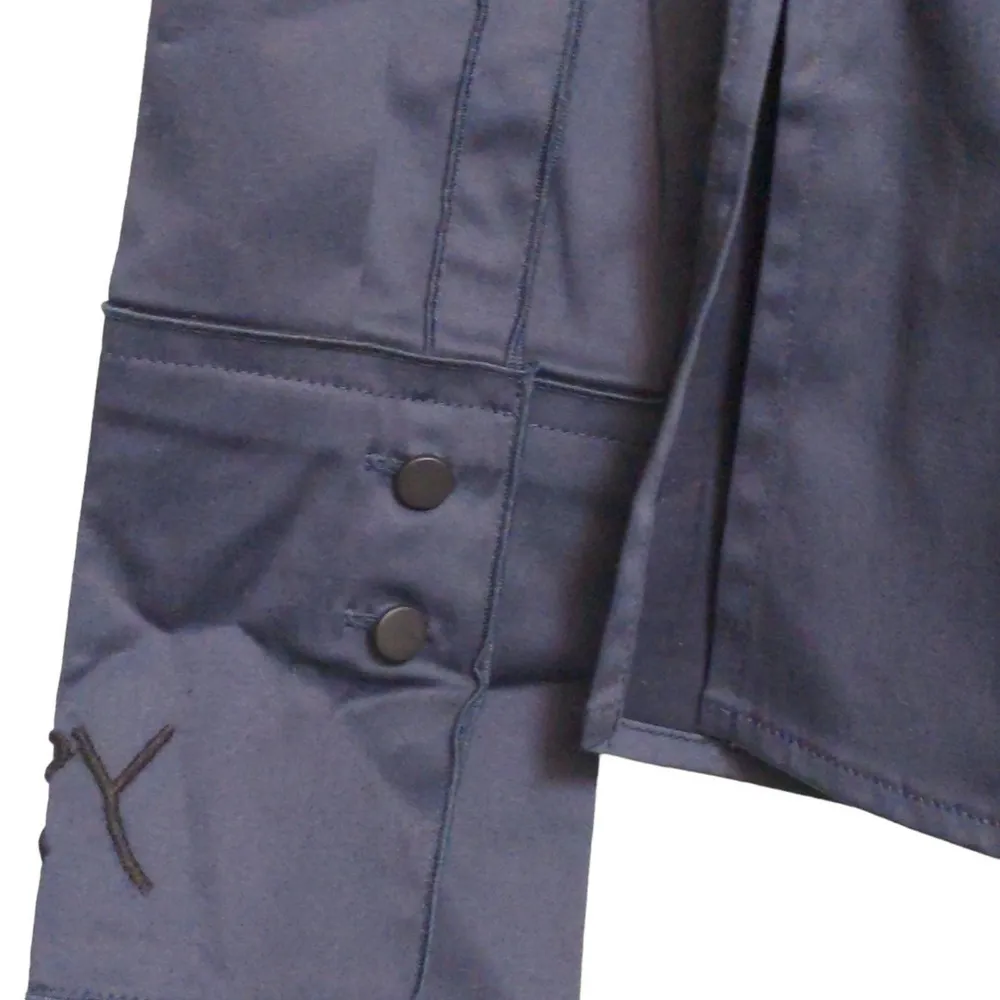 Obzee Womens Button Up Boyfriend Shirt Blue Long Sleeve Cuff Collar 2 Size M - Image 2