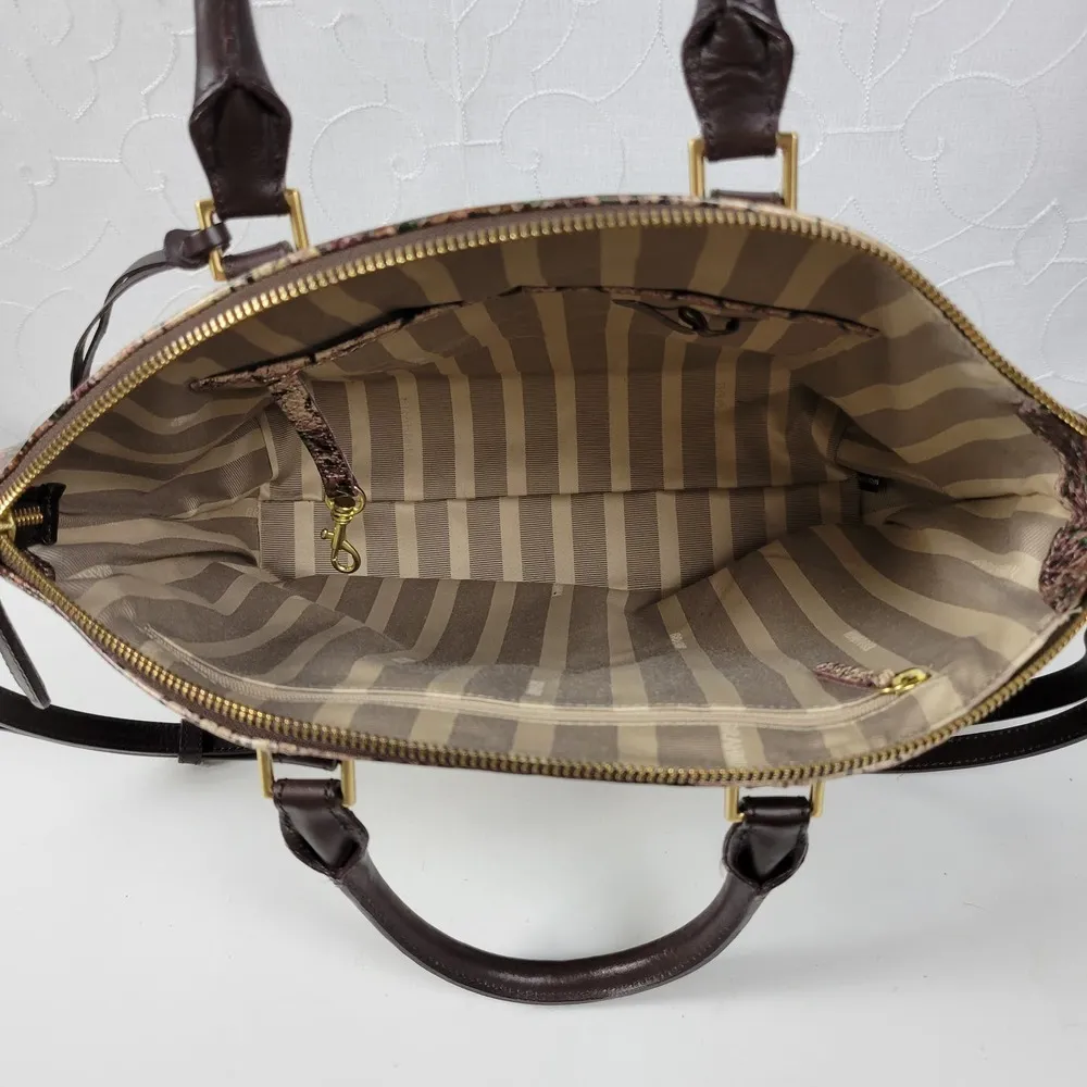 Brahmin Duxbury Women Shoulder Bag Brown Snakeskin Leather Satchel w/ Dust Cover - Image 4