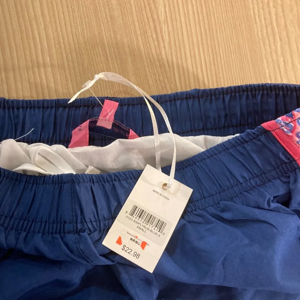 Simply Southern SimplyRun Shorts Small Blue Pink Paisley Trim NWT NEW Athletic - Image 2
