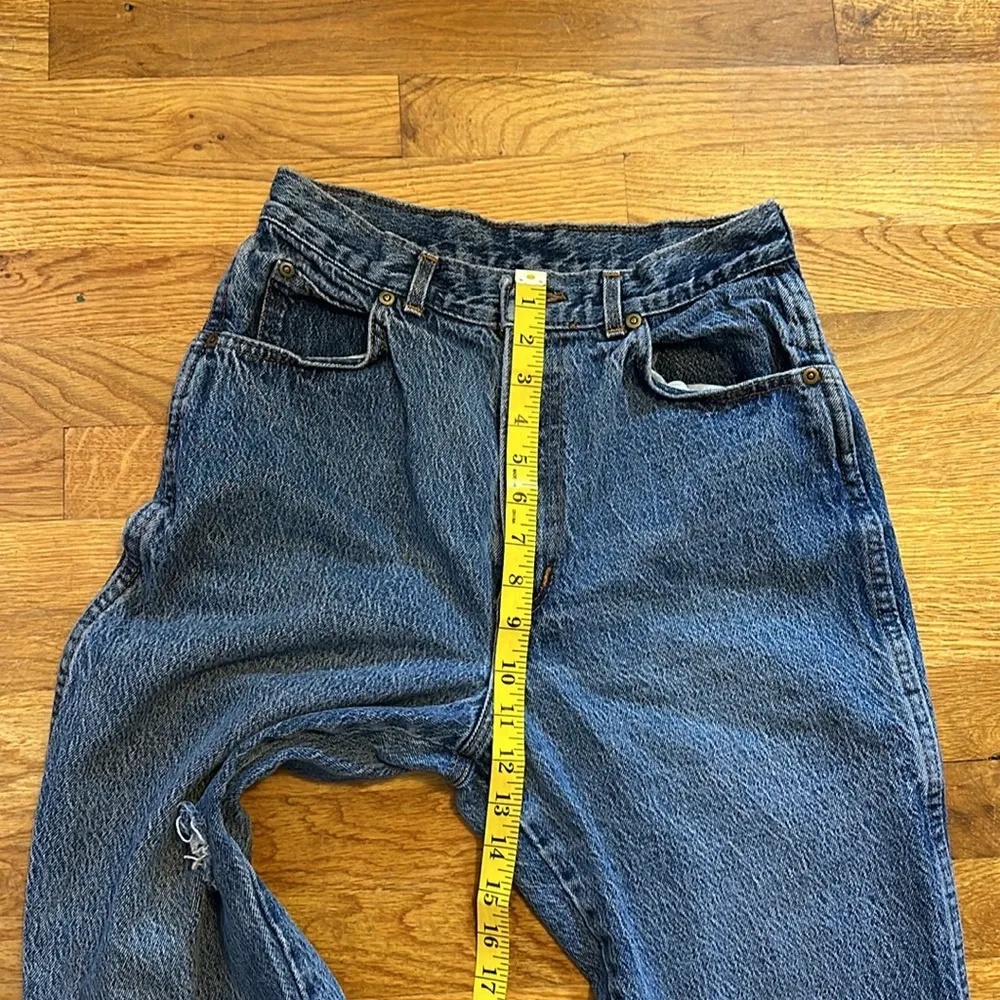 Vintage 90s Distressed Rigid Straight Leg High Waisted Jeans Denim Retro Classic Blue Size 26 - Image 3