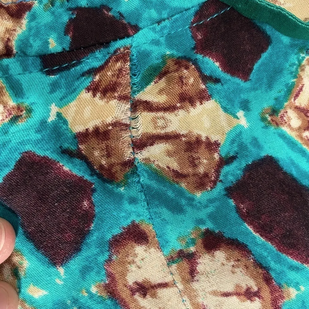 Fashor Turquoise, Brown, Tan, Mirrors and beaded emblishmed Print Maxi Dress Blue Size M - Image 12