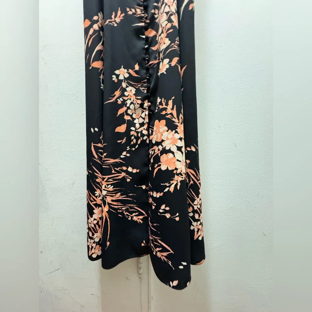 Joie Almona Floral Print Button Front Maxi Satin Dress Size XS - Image 9