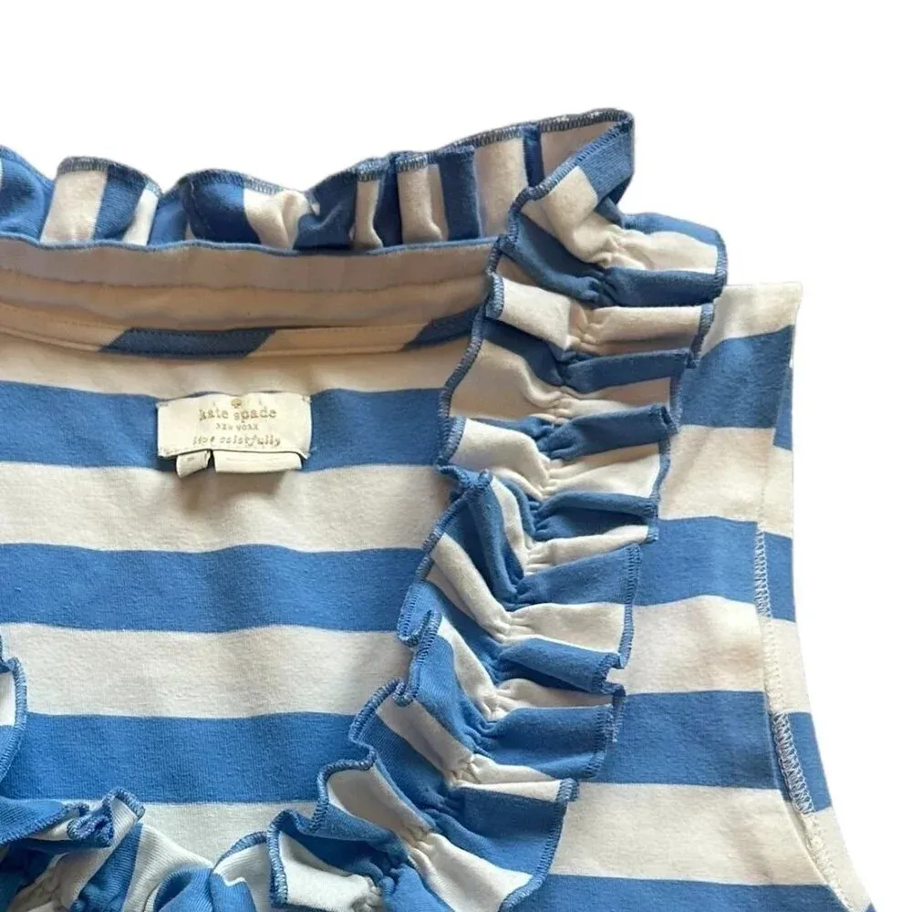 Kate Spade Blue White Stripe Lucille Dress Sleeveless Cotton Stretch Size Small - Image 3