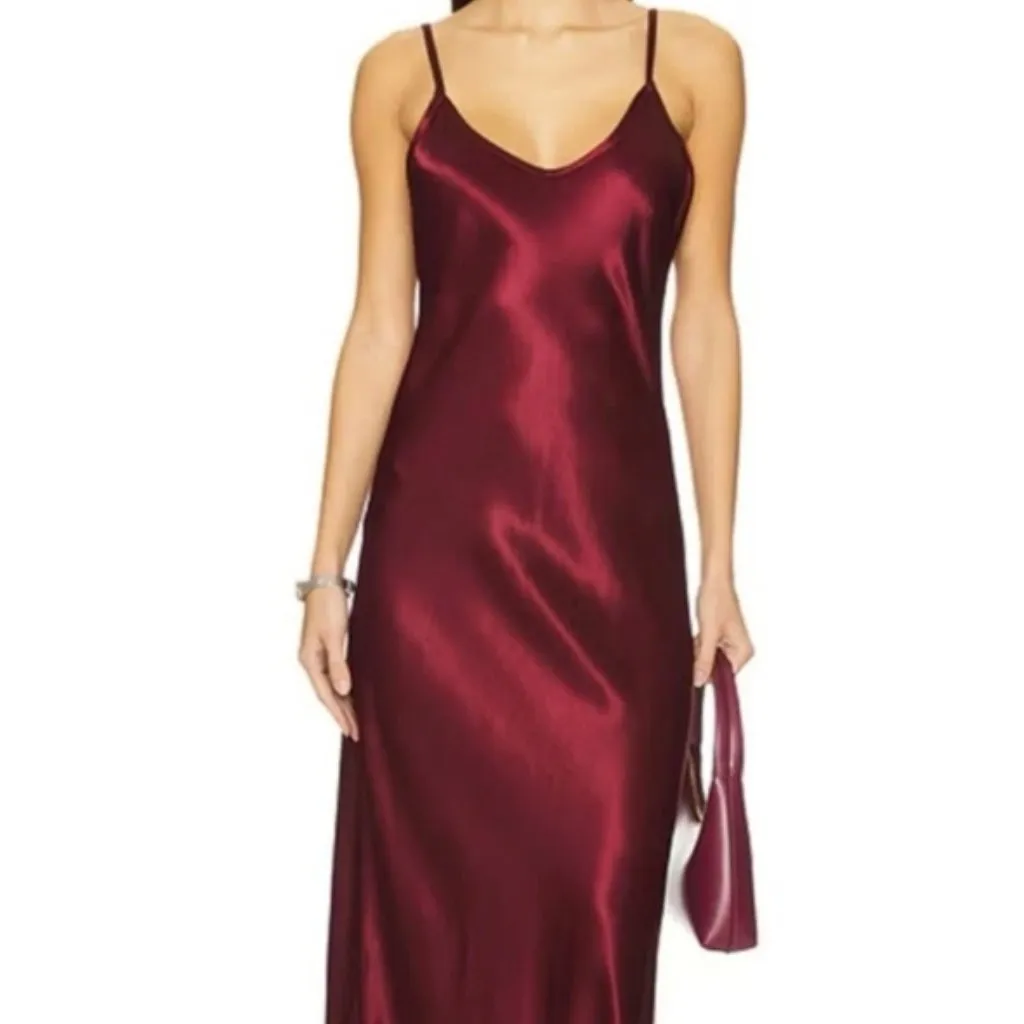 New Enza Costa Bias Cut Slip Dress Ruby Size 2 Medium Red - Image 7