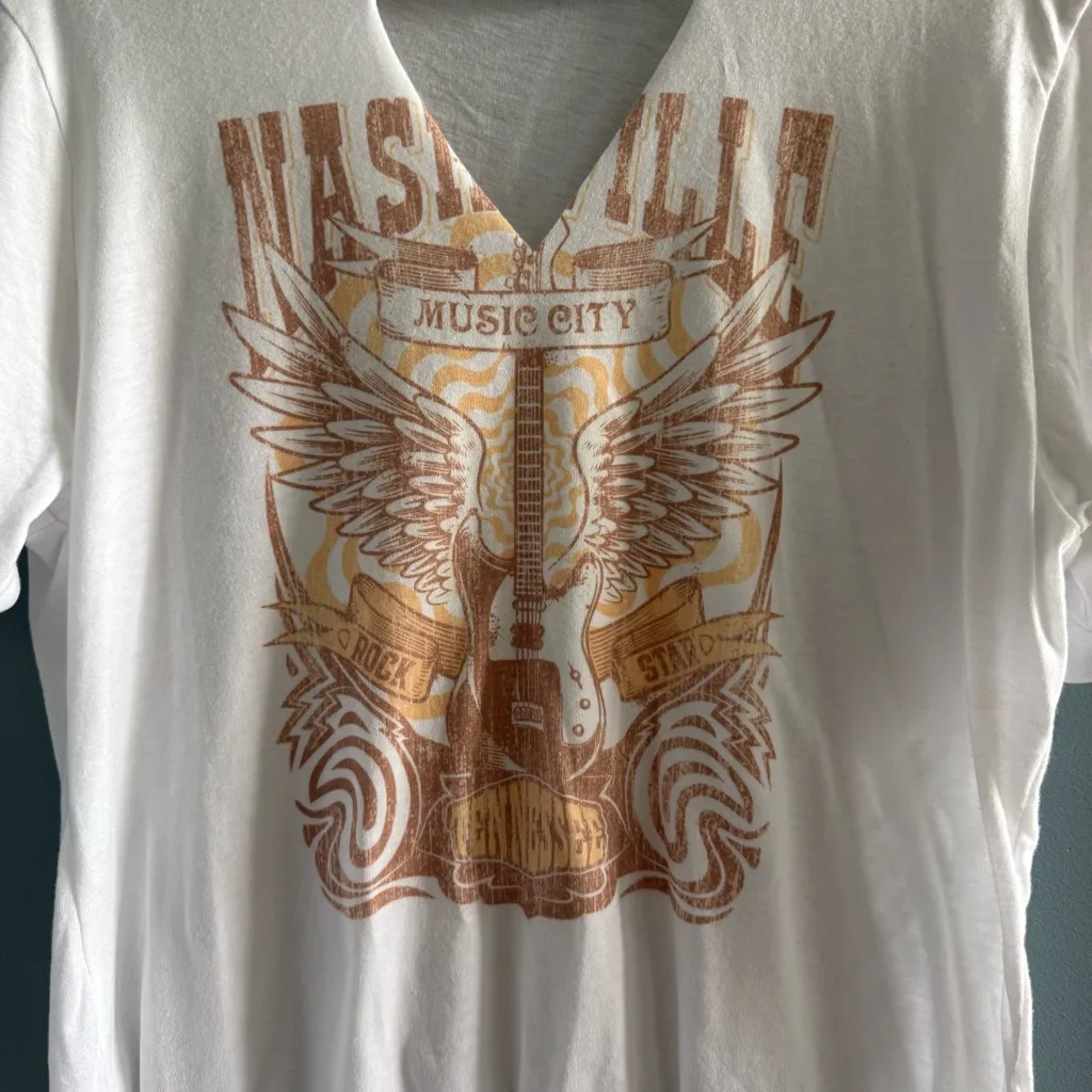Nashville Tennessee Music City Rock Star Fringe Top White Size L - Image 2