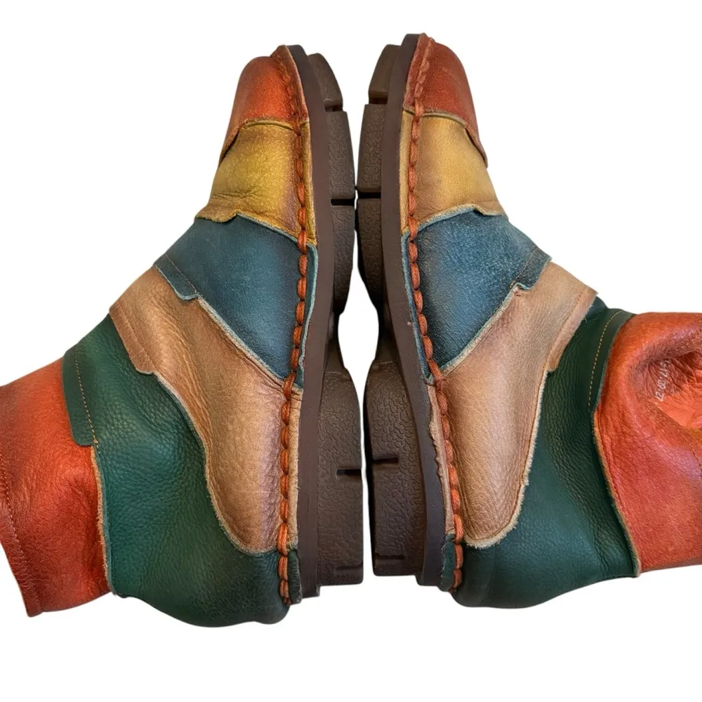Handmade Leather Retro Patchwork Seamed Ankle Boots, Sz EU 43 - Image 7