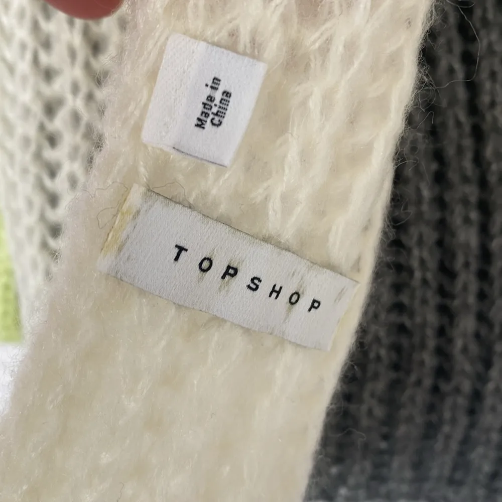 Topshop chunky knit neon green gray ivory scarf NWOT - Image 4