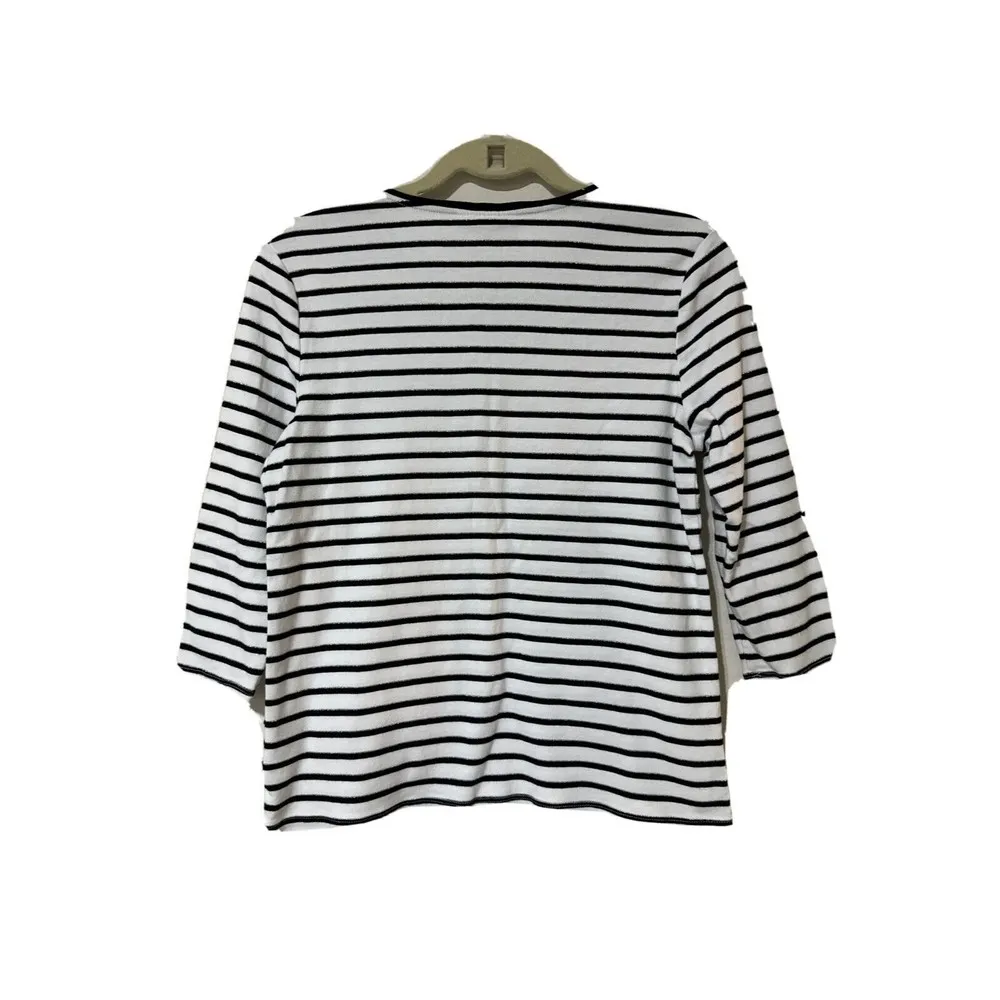 Charter Club Womens Top Sz L Stripped 3/4 Sleeve Round Neck Perfectly Soft Pima - Image 2