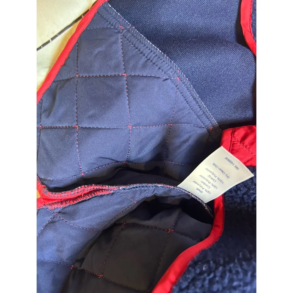 Sail to Sable Red Navy Quilted Pullover Womens Size Small Gold Detail - Image 3