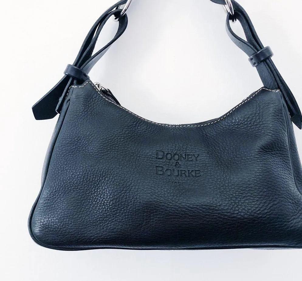 Dooney & Bourke • vintage black leather purse bag pebbled shoulder hobo - Image 3