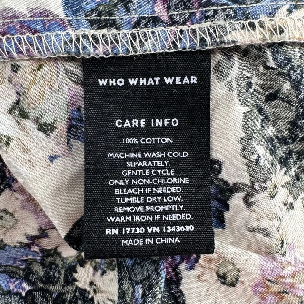 Who What Wear Button Up Floral Print Short Dress size 2X Collared Puff Sleeves - Image 11