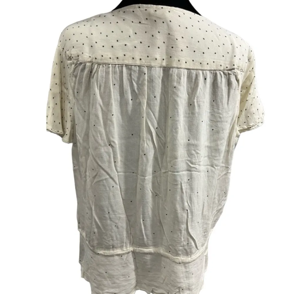 Lucky Brand Cream and Black Dressy Top in Size Large - Image 2