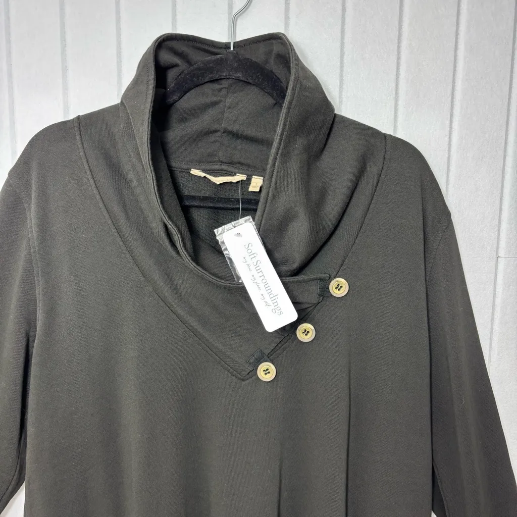 Soft Surroundings West Minister Tunic Sweatshirt Black Buttoned Size L - Image 4
