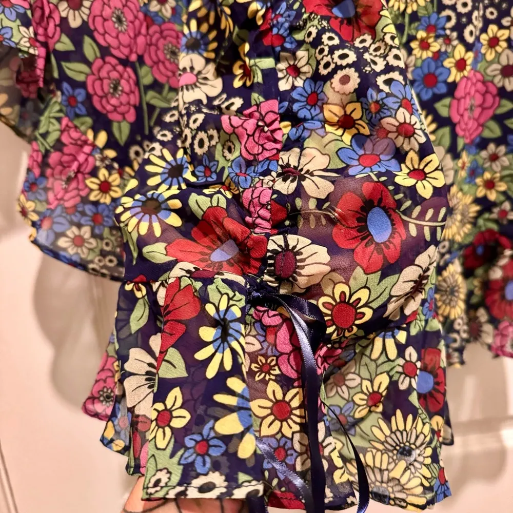 Hippie Boho Floral Print Mini Dress Size XS NWT - Image 4