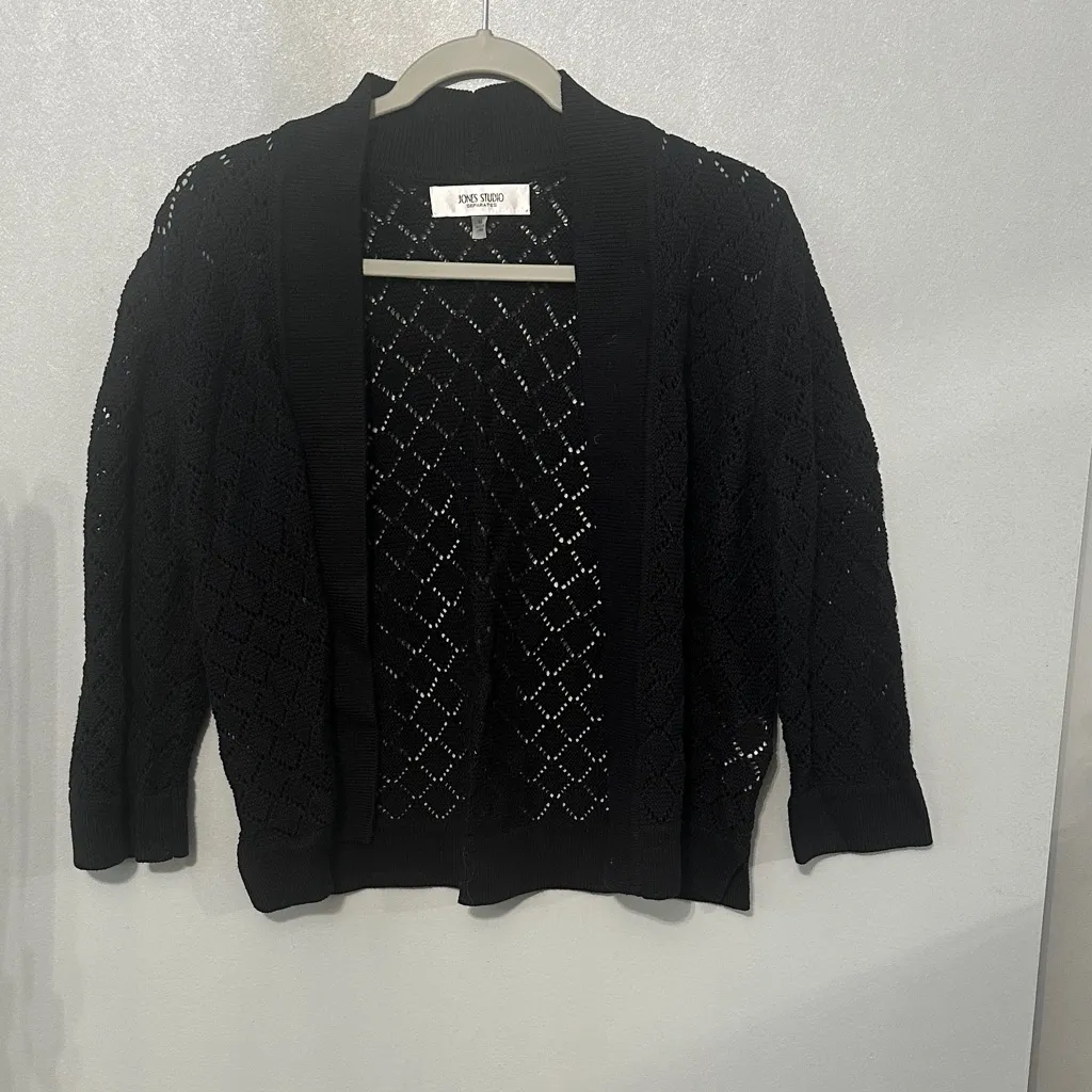 Jones Studio Open‎ Knit Black Cardigan - Image 2