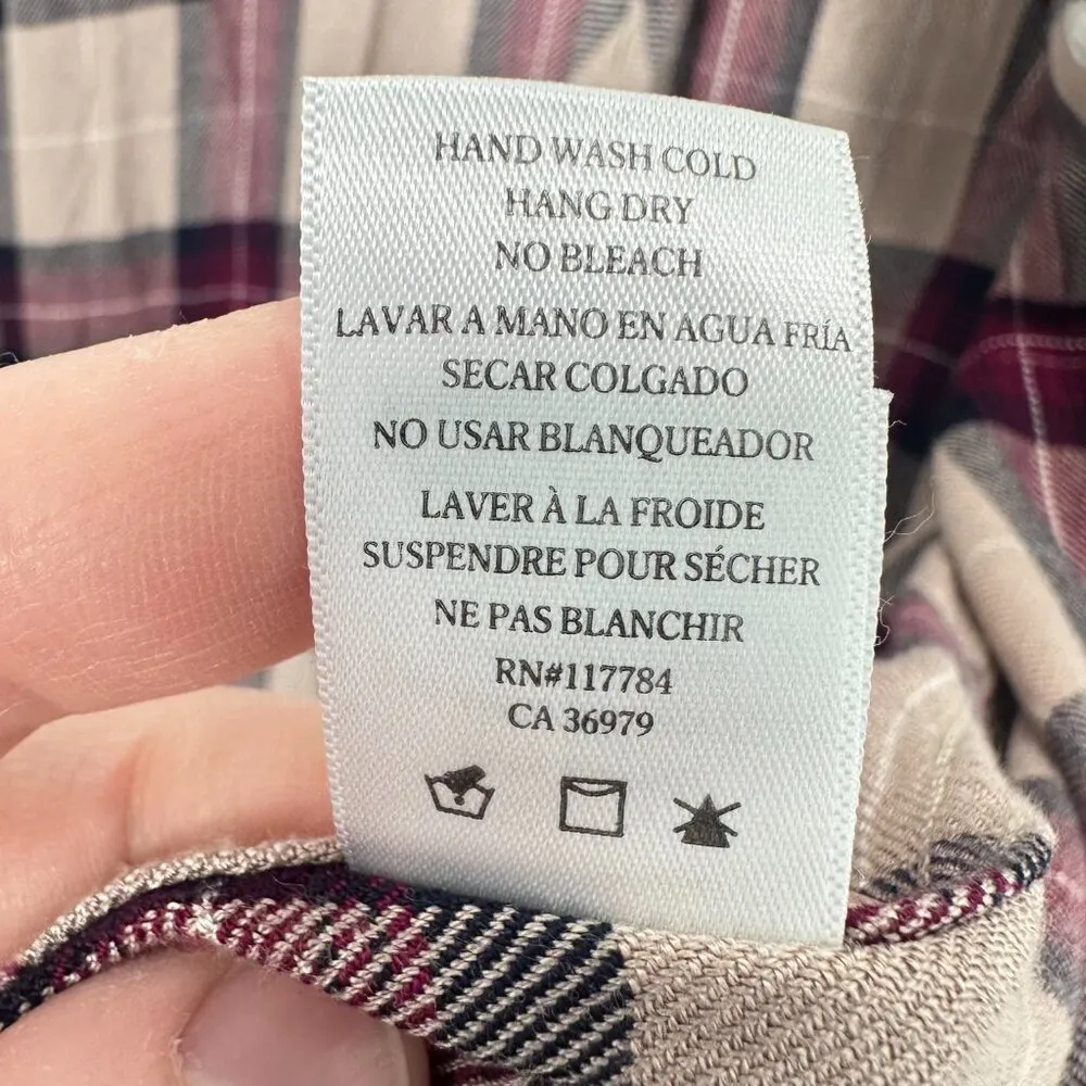 Rails Women's Size‎ Medium Rayon Brown Maroon Plaid Button Up Shirt Casual Soft - Image 4