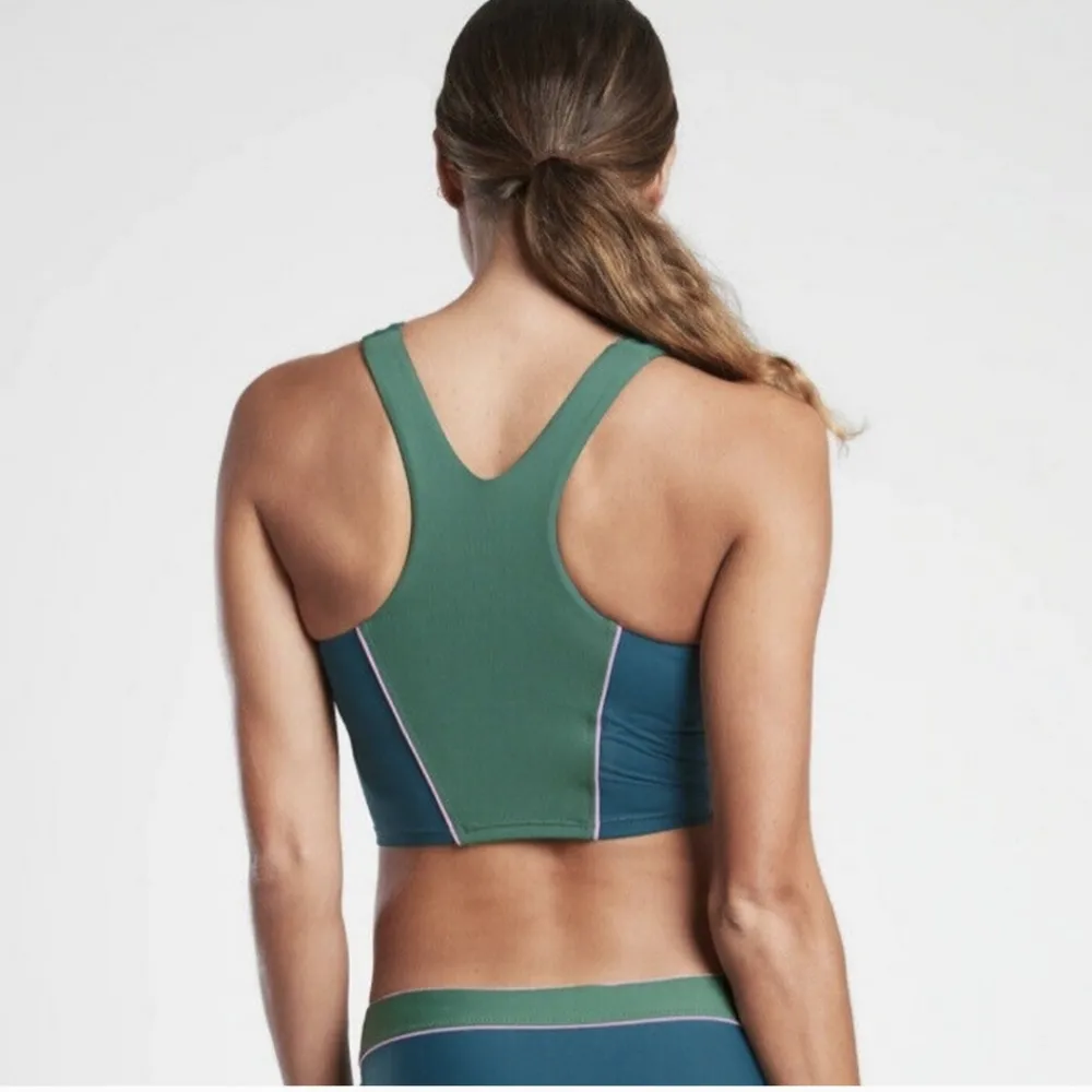 Athleta Colorblock Crop Bikini Top A-CG size XXS Green - Image 2