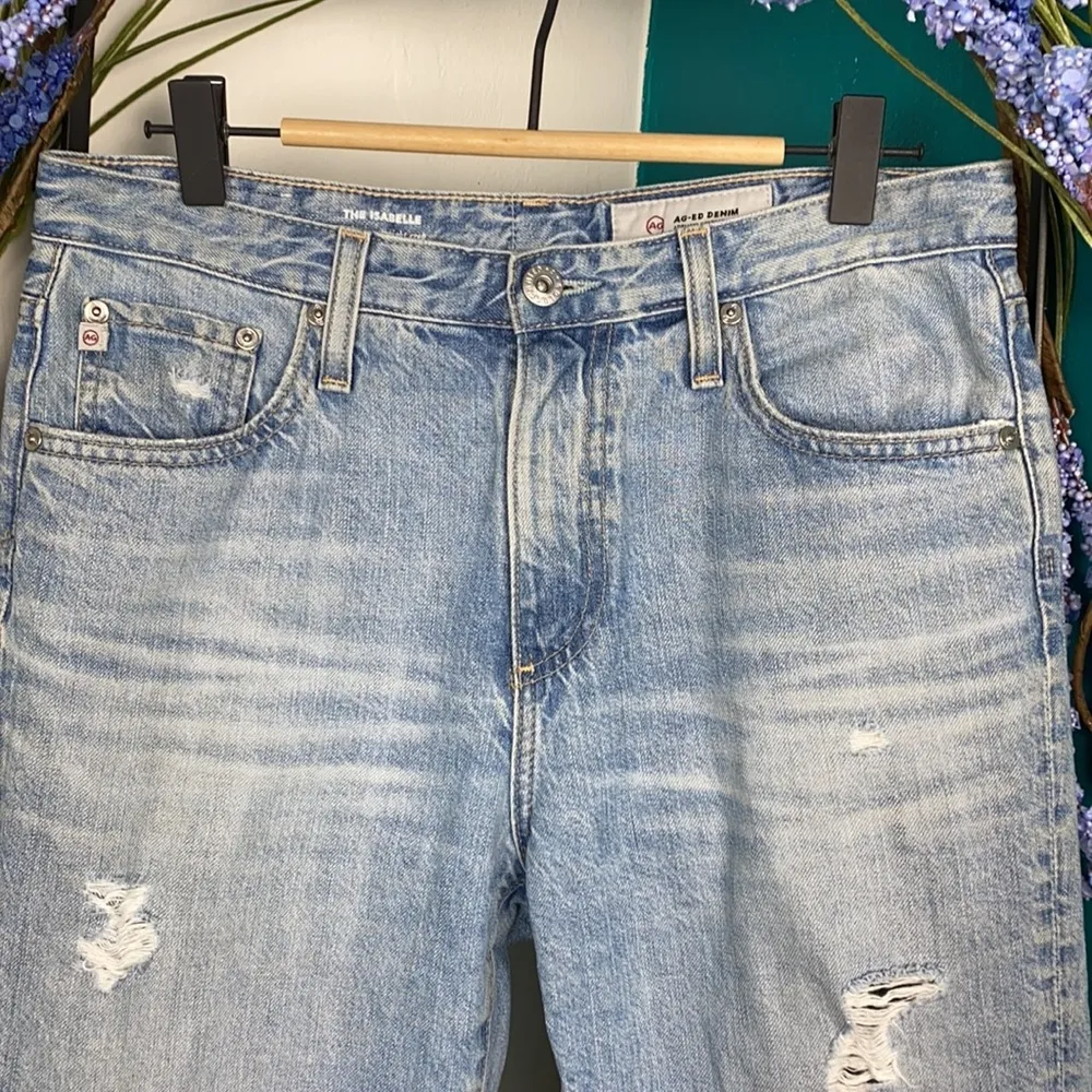 AG-ED denim The Isabelle high rise straight crop distressed light wash j… - Image 9