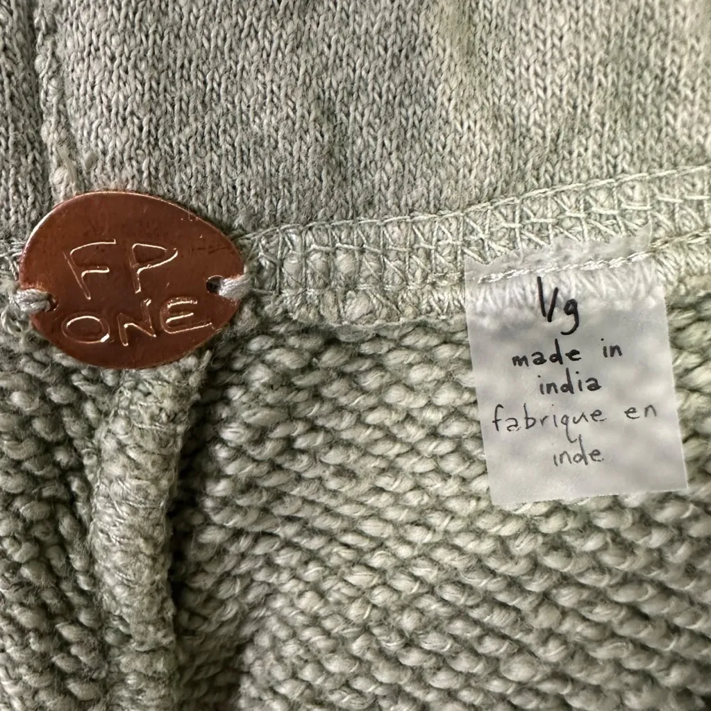 Free People FP One Bohemian Wide Leg Barrel Arden Knit Pants Sage Green Large - Image 9