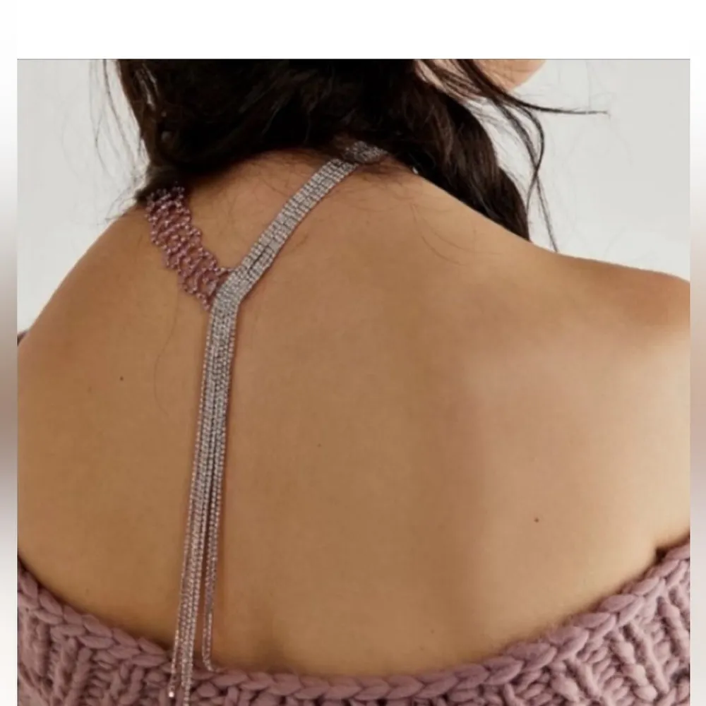 Free People Edge of Romance Gold Rhinestone Necklace-NWT - Image 2