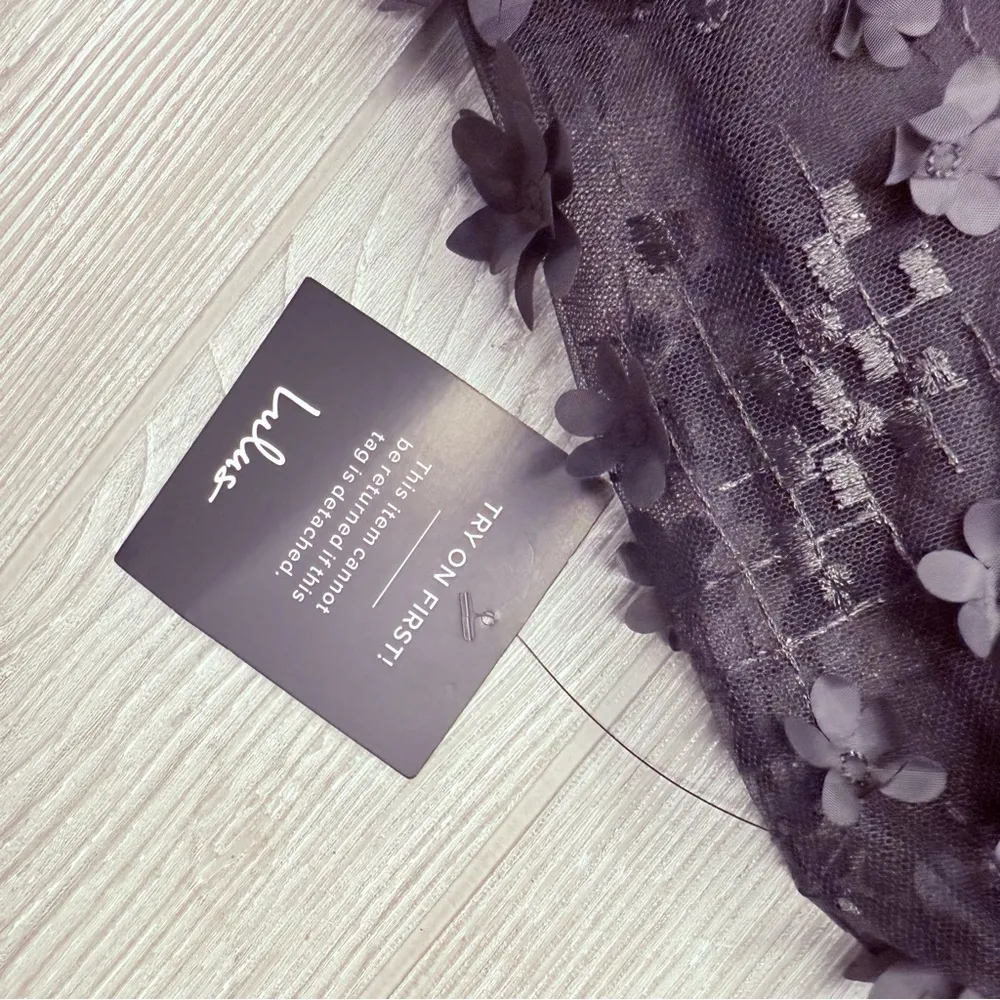 Lulus black short sleeveless butterfly dress spaghetti strap size medium - Image 4