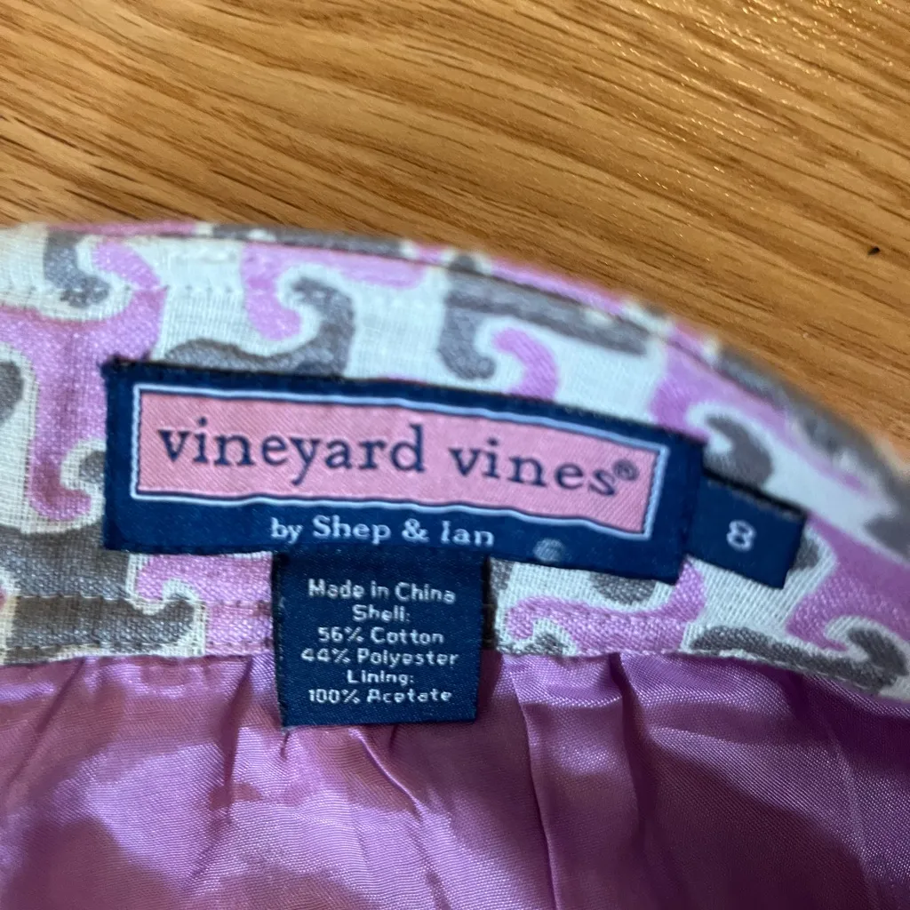 Vineyard Vines Women's Pink & Gray Patterned A-Line‎ Mini Skirt Size 8 - Image 3