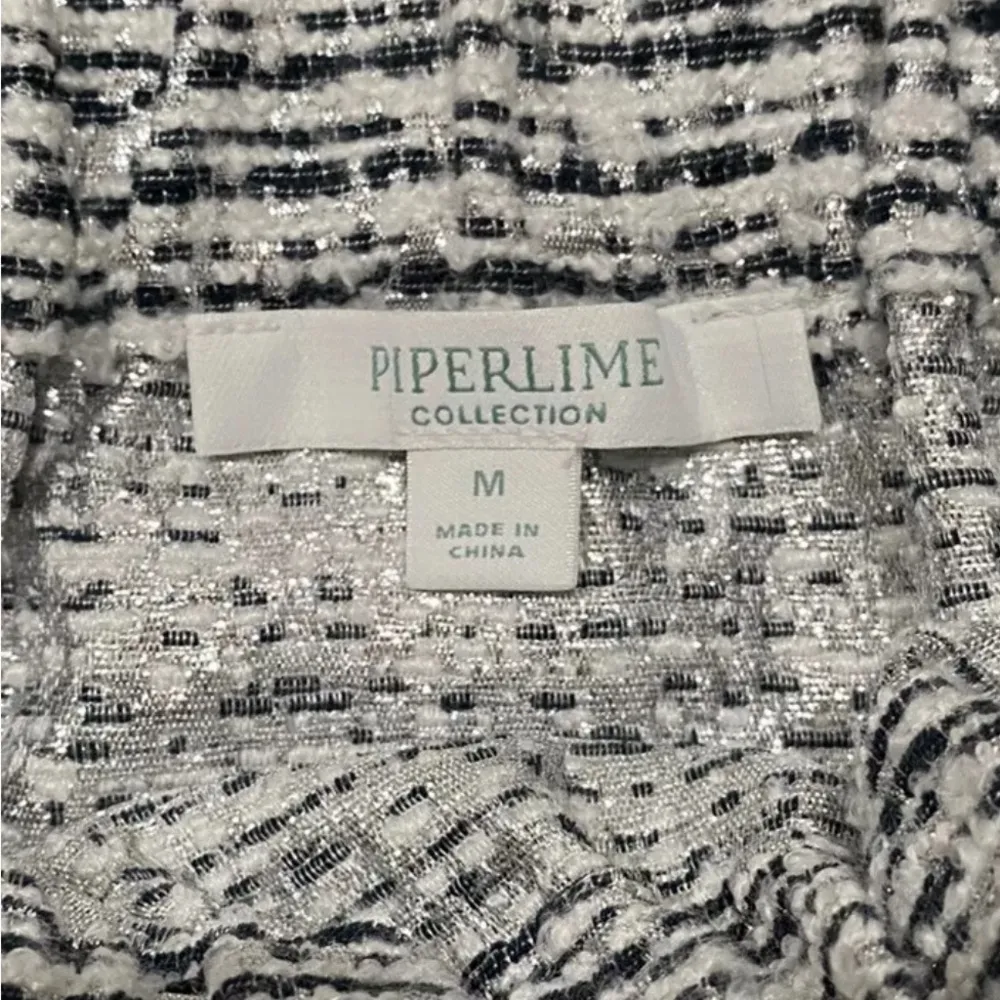 Piperlime Skirt Black Silver Tweed Women’s Sz Medium Textured Bunch Waist - Image 8