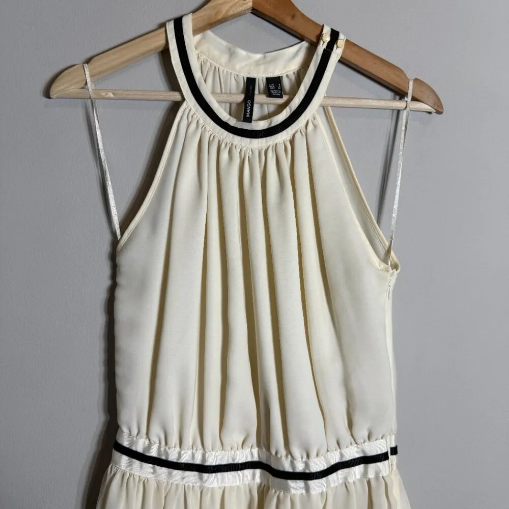 Mango Sleeveless Tennis Cocktail Mini Dress Women's 4 Ivory Chiffon Fit & Flare - Image 6