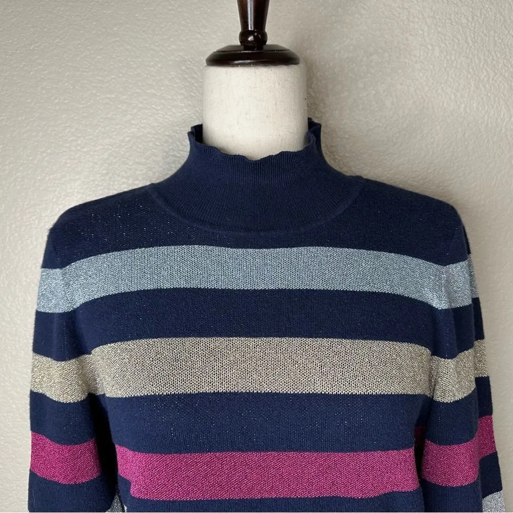 Maison Jules Womens Metallic Mock neck Pullover Sweater - Image 4