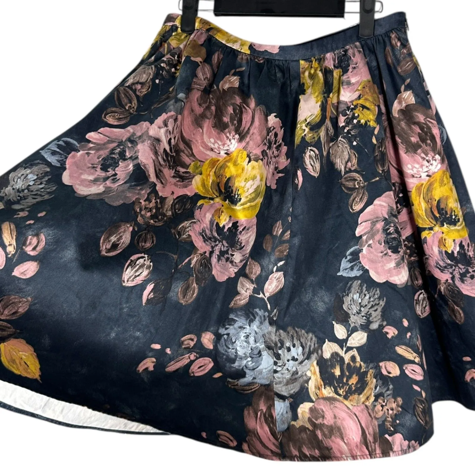 Adolfo Dominguez Floral Pleated A Line Midi Skirt Pockets Size 40 US M Size M - Image 3