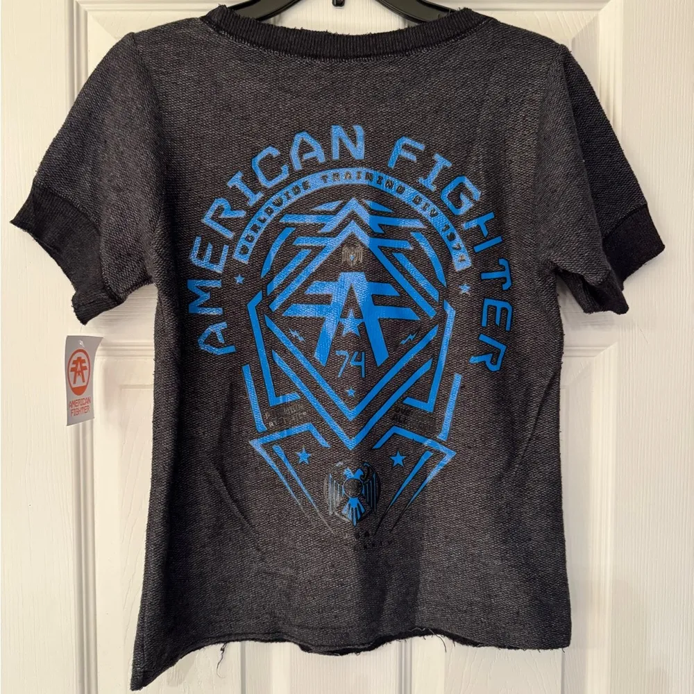 American Fighter x Affliction Addy Women's T-Shirt Black Grey Blue Size Medium - Image 4