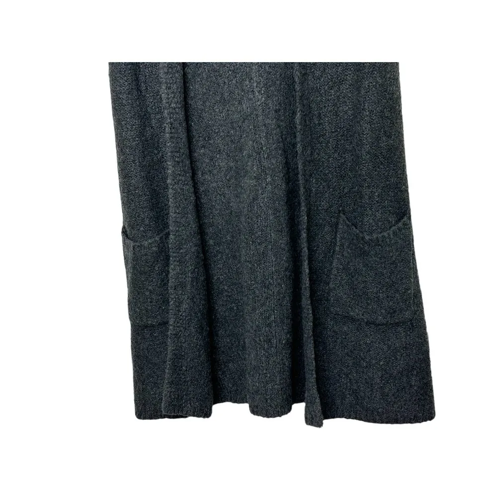 Tahari Charcoal Gray Longline Hooded Cardigan Sweater Women's Small - Image 2