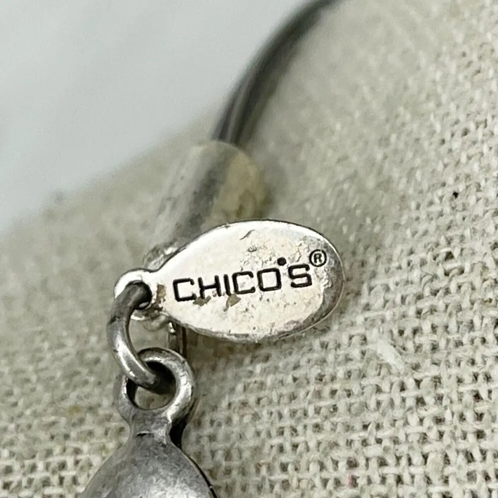 Chicos Silver Gold Tone Wire Tassel Pendant Statement Necklace 21" ✨ - Image 3