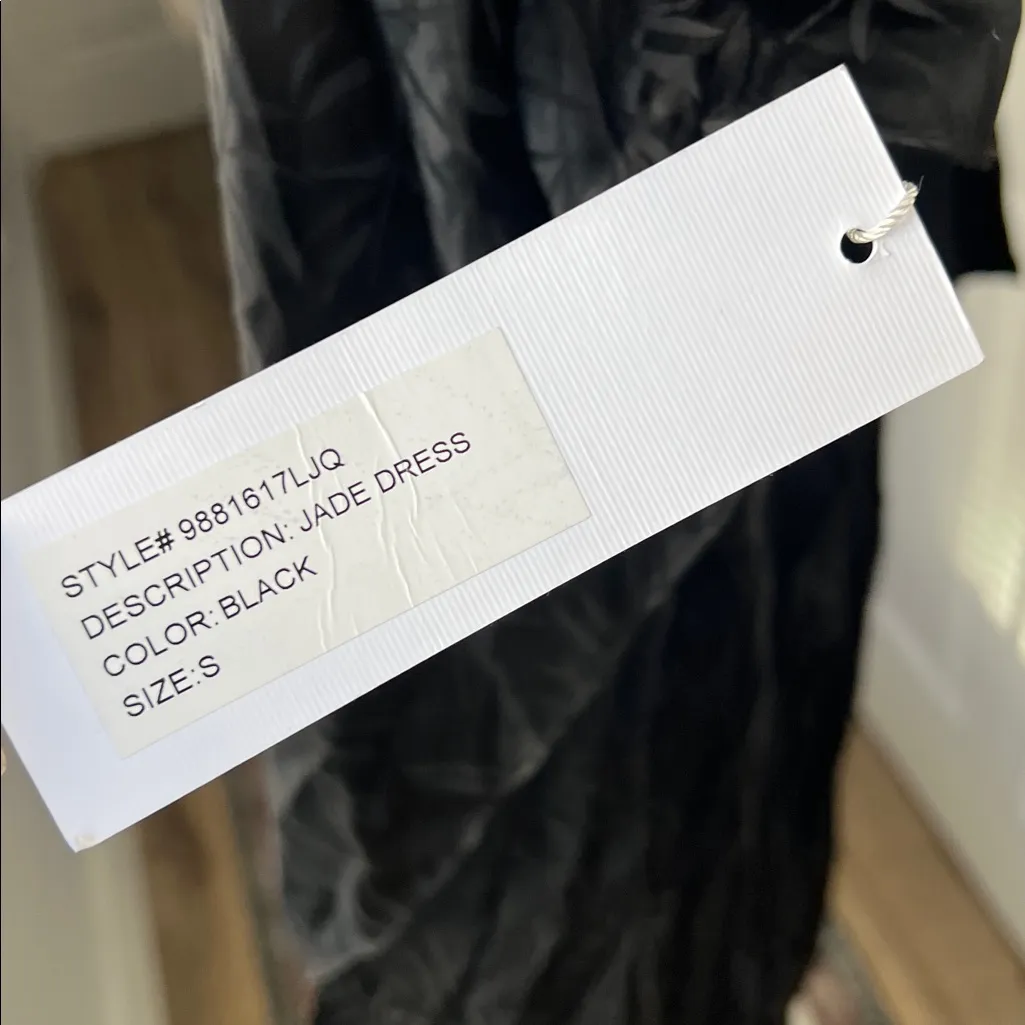 NWT Ronny Kobo Black Silk Jade Dress Long Sleeve Elegant Formal Small $538 - Image 10