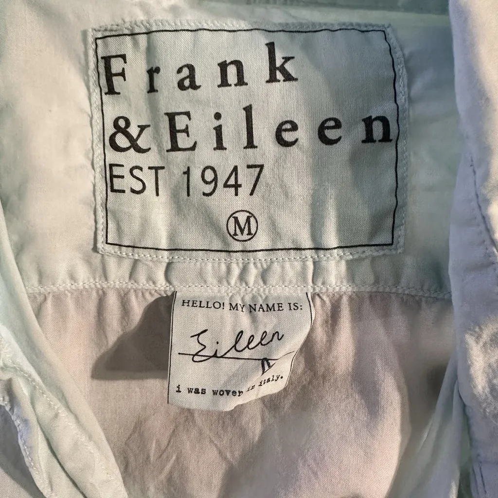 Frank & Eileen The Eileen Cotton Button Down Long Sleeve Shirt M Teal Green - Image 4