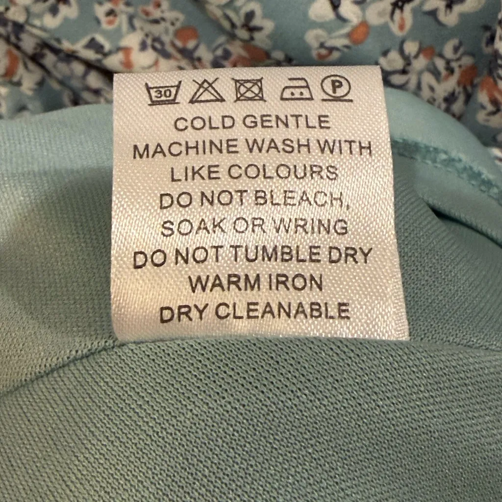 Pink Lily Floral Tiered Ruffle Dress – Dusty Blue Long Sleeve Chiffon Mini - Image 6