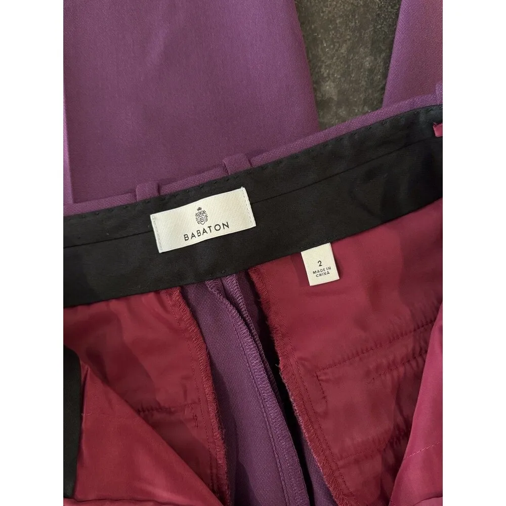 Aritzia Babaton Women Dress Pants Purple Pleated Front Straight High Rise Size 2 - Image 3
