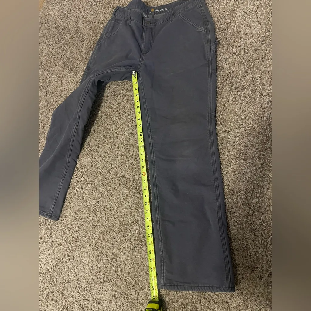 Carhartt Women's Original Fit Gray Canvas Work Pants Straight Leg Fleece Size 14 - Image 12