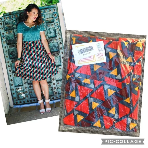 NEW! $35 LULAROE AZURE Skirt XL Bright Geometric Triangles - Image 2