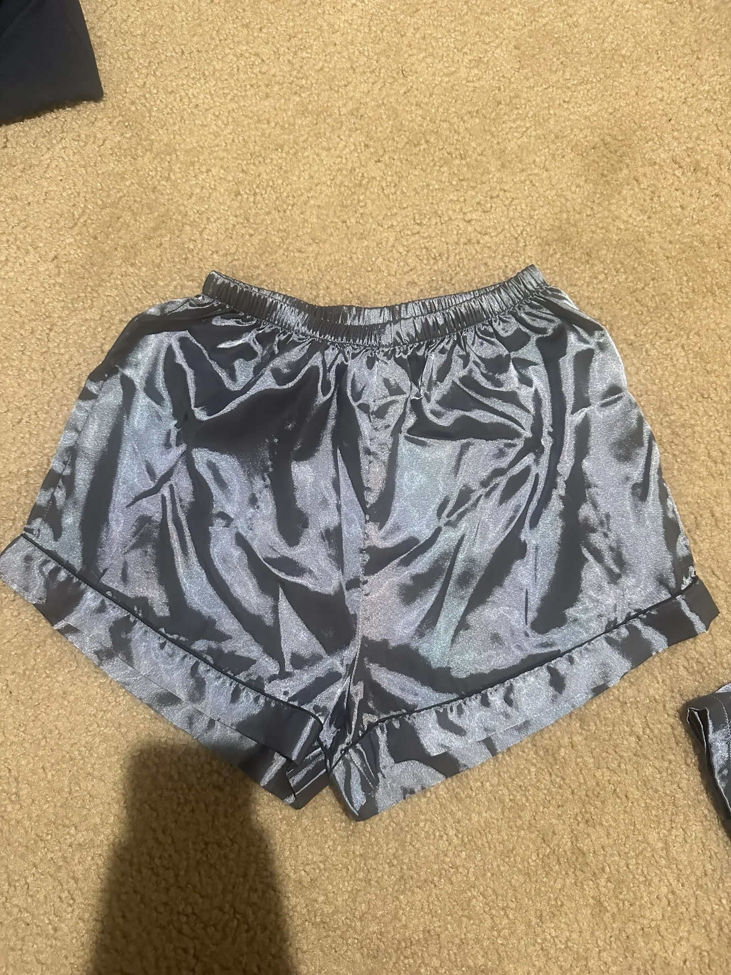 Grey Silk Pajama Set Gray - Image 3