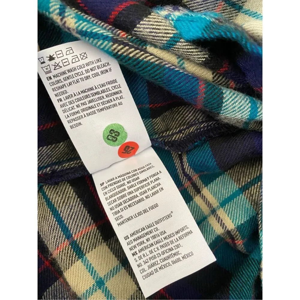 American Eagle Outfitters Ahhmazingly Soft Flannel Button Up Shirt Boyfriend Fit - Image 10