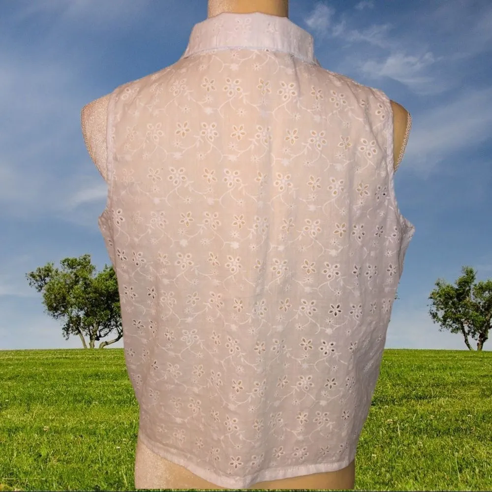 Love notes brand semi sheer white eyelet lace top - Image 4