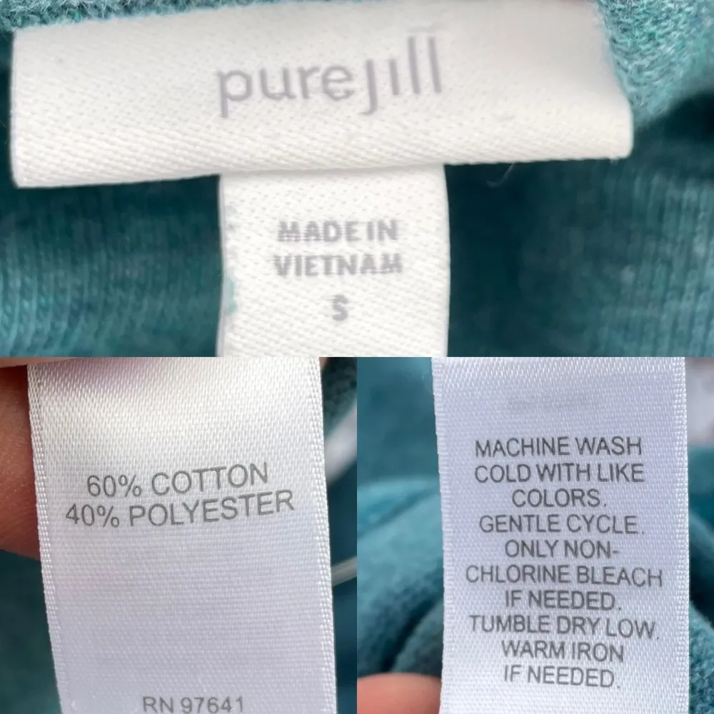 J Jill Pure Jill Womens Shirt Tunic Cowl Neck Seamed 3/4 Sleeve Cotton Small - Image 9