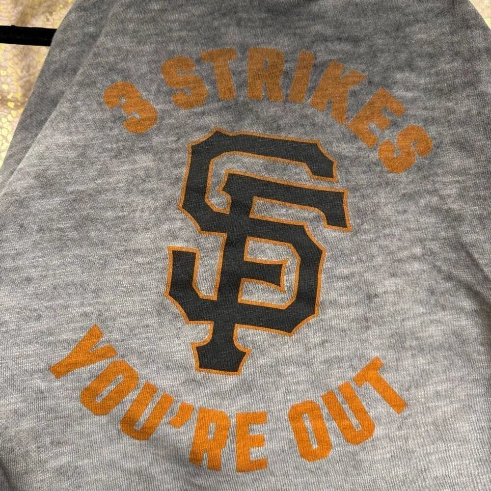 PINK Victorias Secret MLB San Francisco Giants Cold Shoulder Sweater Gray Large - Image 6