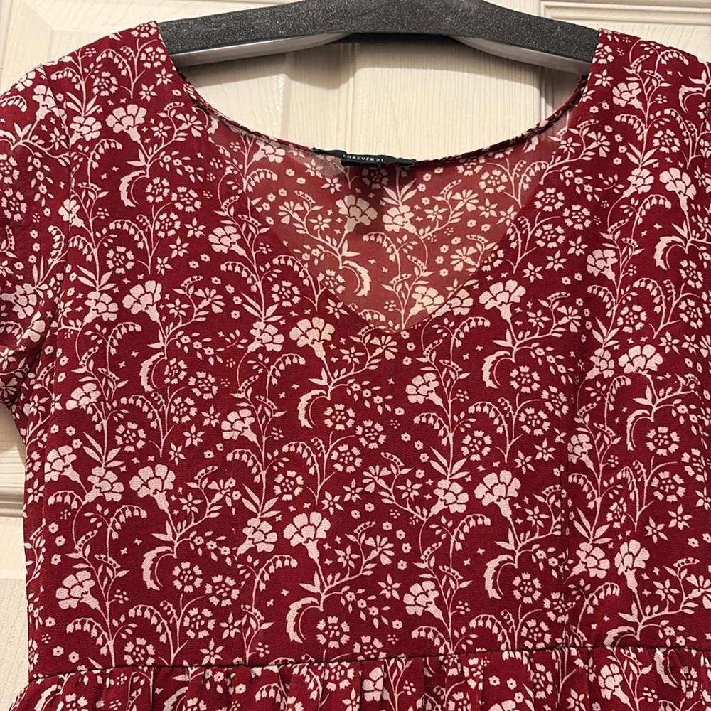 Forever 21  Red Mini Sundress with Flutter Sleeves - Image 2